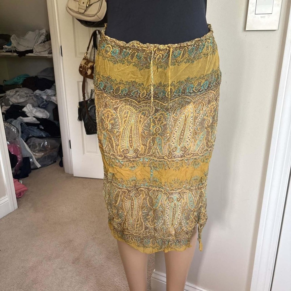 y2k 2000s boho yellow sheer skirt (size S)